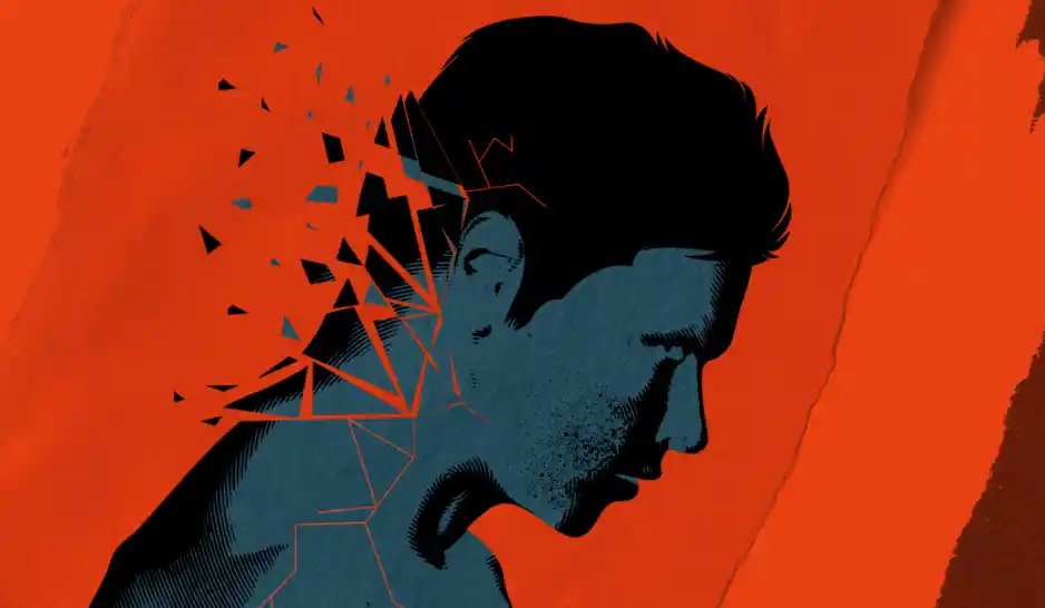 animated image of man struggling with mental illness